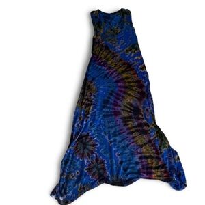 Vibrant Boho Rainbow Nebula Tie Dye Maxi Dress